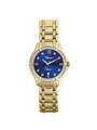 Case Gold Plated Stainless Steel Dial Blue Dial Square Stone Bracelet