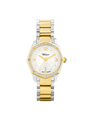 Case Two Tone Gold Plated Stainless Steel Dial Silver Dial Champagne Arabic Bracelet