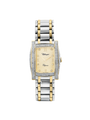 Case Two Tone Gold Plated Stainless Steel Dial Champagne Dial Square Stone Bracelet