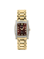 Case Gold Plated Stainless Steel Dial Brown Dial Square Stone Bracelet