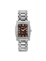 Case Stainless Steel Dial Brown Dial Square Stone Bracelet