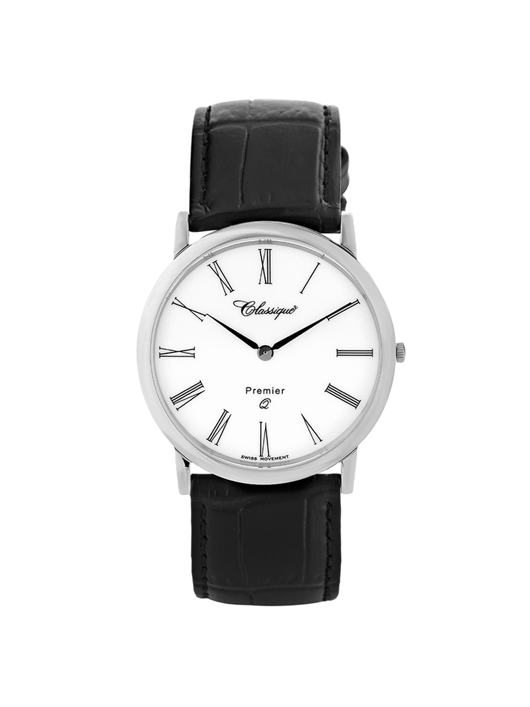 Case Stainless Steel Dial White Dial Black Roman Leather Black