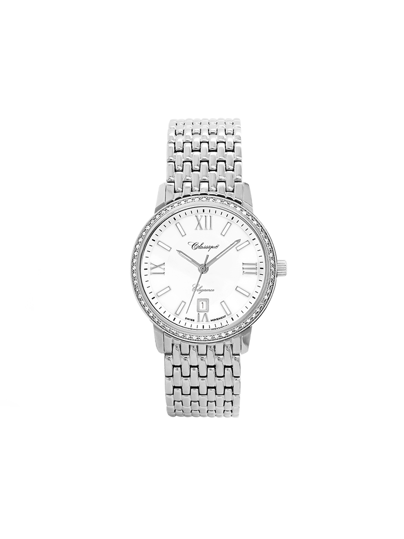 Case Stainless Steel Dial White Dial Silver Roman Bracelet