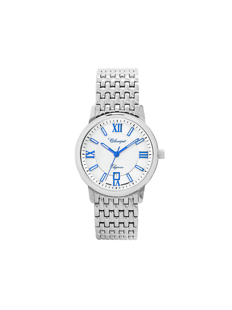 Case Stainless Steel Dial White Dial Blue Roman Bracelet