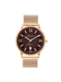 Case Rose Gold Plated Stainless Steel Dial Brown Dial Rose Roman Mesh Band