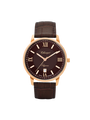 Case Rose Gold Plated Stainless Steel Dial Brown Dial Rose Roman Leather Brown