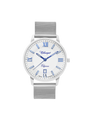 Case Stainless Steel Dial White Dial Blue Roman Mesh Band