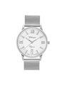 Case Stainless Steel Dial White Dial Silver Roman Mesh Band
