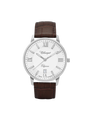 Case Stainless Steel Dial White Dial Silver Roman Leather Brown