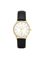 Case Gold Plated Stainless Steel Dial White Dial Champagne Roman Leather Black
