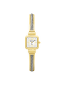 Case Two Tone Gold Plated Stainless Steel Dial White Dial Stone Half Bangle