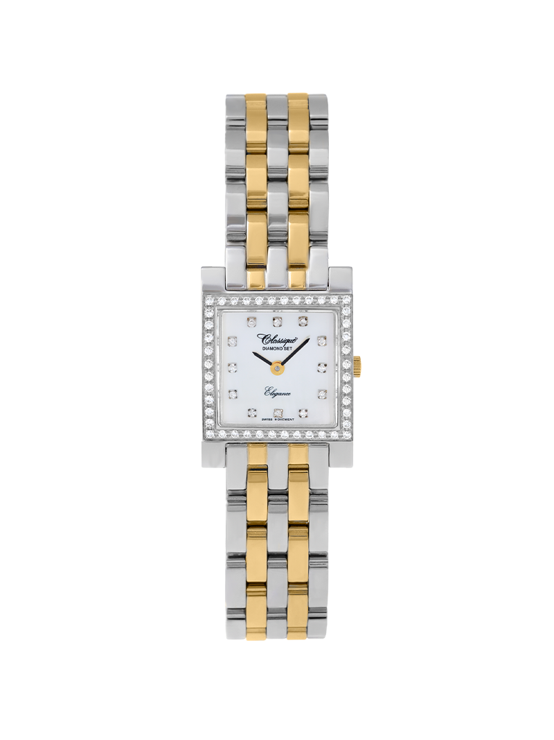 Case Two Tone Gold Plated Stainless Steel Dial White Dial Diamond Bracelet