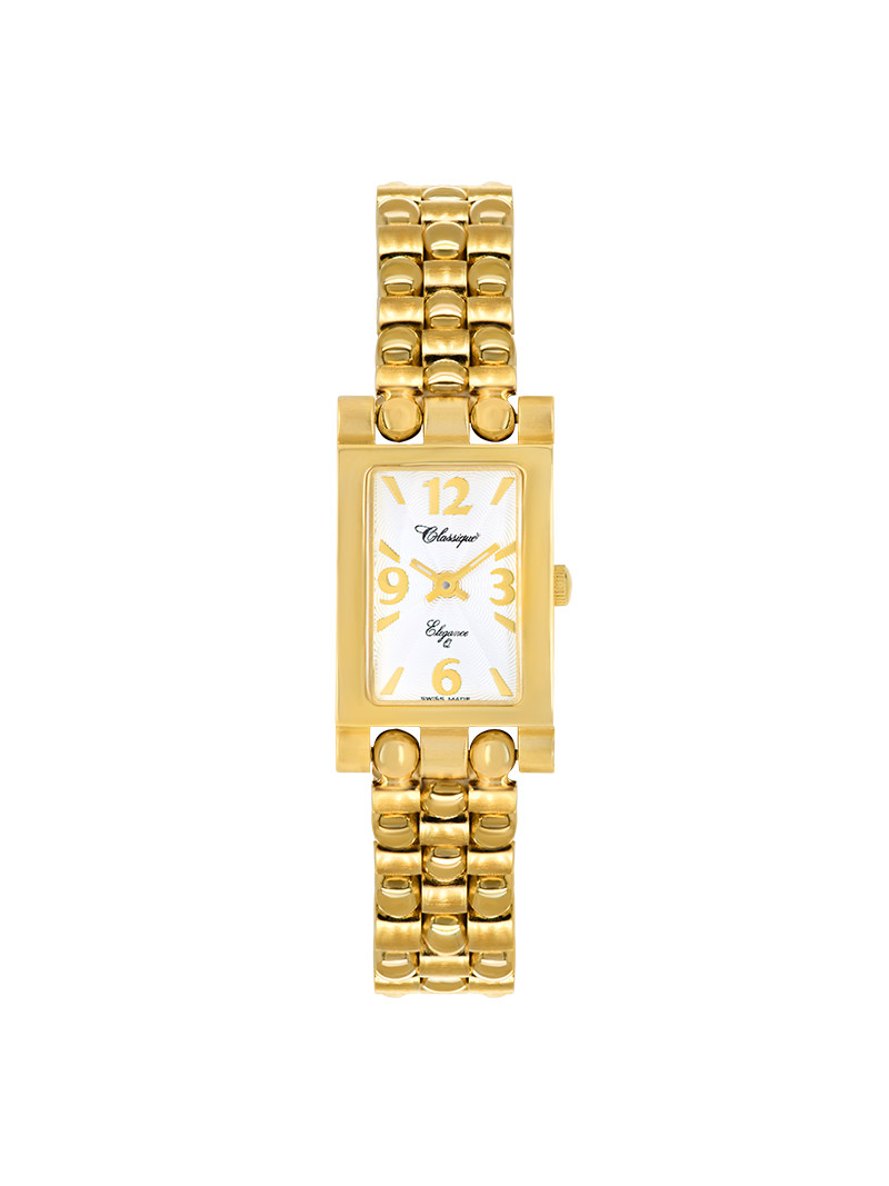Case Gold Plated Stainless Steel Dial Silver Dial Champagne Arabic Bracelet