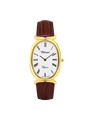 Case Gold Plated Stainless Steel Dial WHITE / ROMAN Dial Champagne Arabic Brown Strap Leather