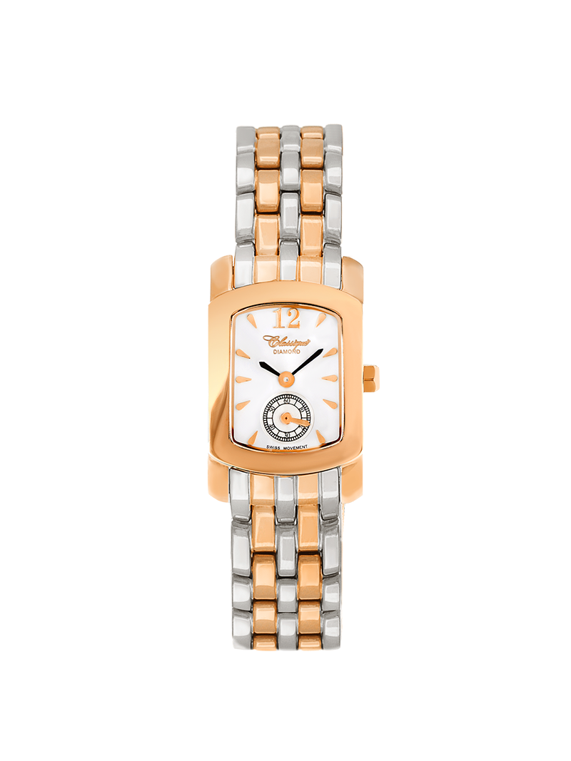 Case Two Tone Rose Gold Plated Stainless Steel Dial White Dial Rose Arabic Bracelet