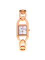 Case Rose Gold Plated Stainless Steel Dial Silver Dial Rose Roman Bracelet