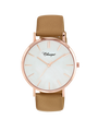 Case Rose Gold Plated Stainless Steel Dial Mother of Pearl Dial Baton Quick Release Leather Camel