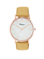 Case Rose Gold Plated Stainless Steel Dial Mother of Pearl Dial Baton Quick Release Leather Mustard