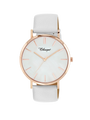 Case Rose Gold Plated Stainless Steel Dial Mother of Pearl Dial Baton Quick Release Leather White