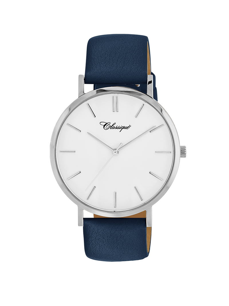 Case Stainless Steel Dial White Dial Baton Quick Release Leather Navy