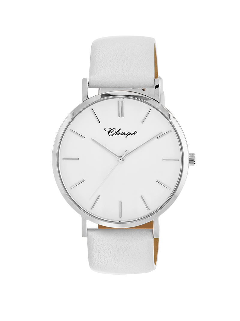 Case Stainless Steel Dial White Dial Baton Quick Release Leather White