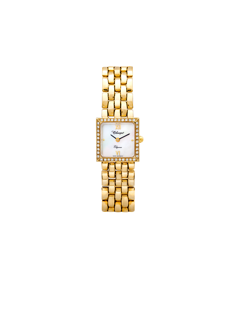 Case 14ct Gold Dial Mother of Pearl Dial Champagne Roman Bracelet