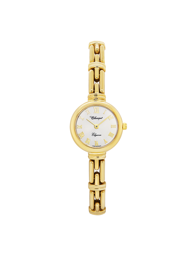 Case 9ct Gold Dial Silver Dial Champagne Roman Bracelet