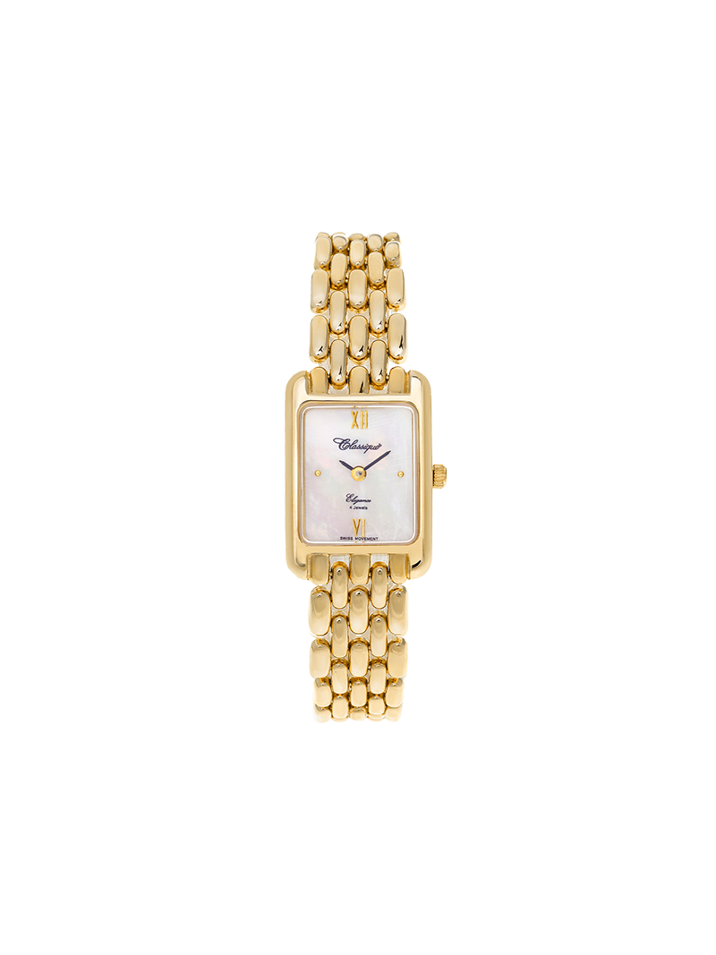 Case 9ct Gold Dial Mother of Pearl Dial Champagne Roman Bracelet