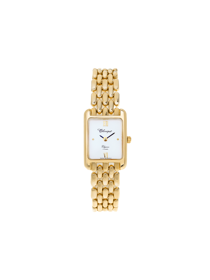 Case 9ct Gold Dial White Dial Champagne Roman Bracelet