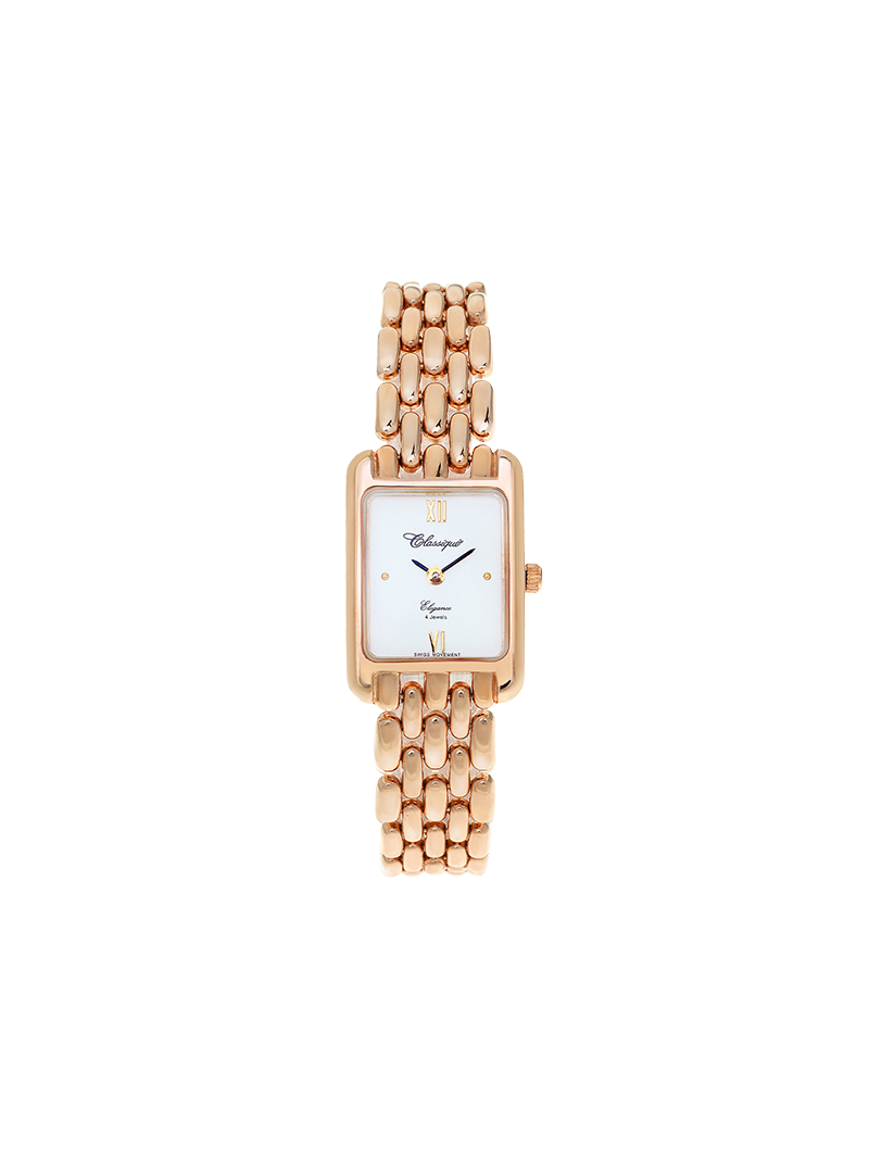 Case 9ct Rose Gold Dial White Dial Rose Roman Bracelet