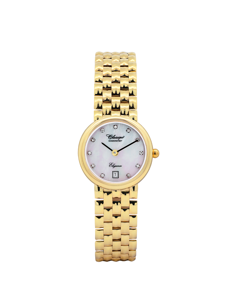 Case 9ct Gold Dial Mother of Pearl Dial Diamond Bracelet