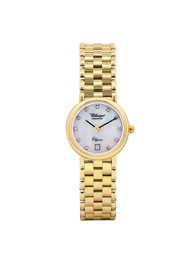 Case 9ct Gold Dial Mother of Pearl Dial Diamond Bracelet