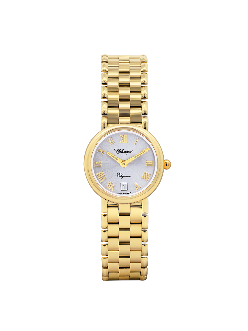 Case 9ct Gold Dial Silver Dial Champagne Roman Bracelet