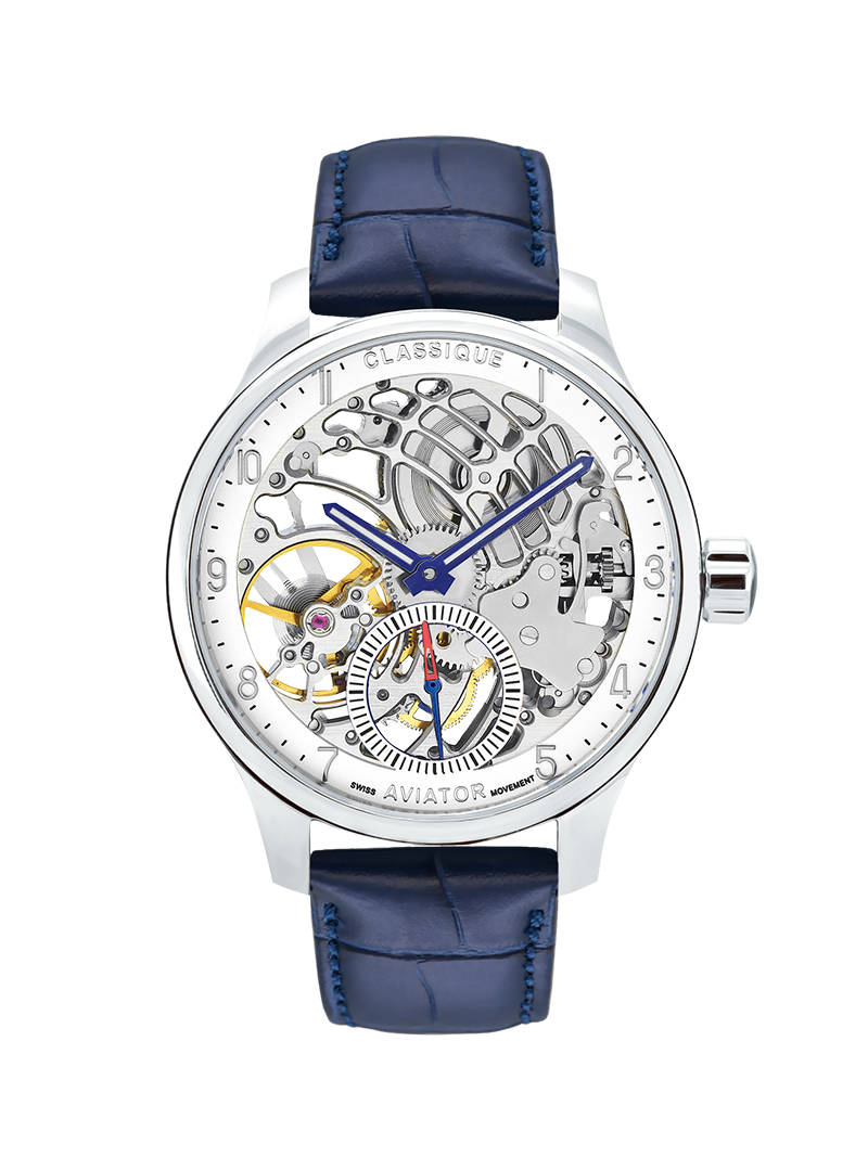 Case Stainless Steel Dial White Dial Silver Arabic Leather Blue