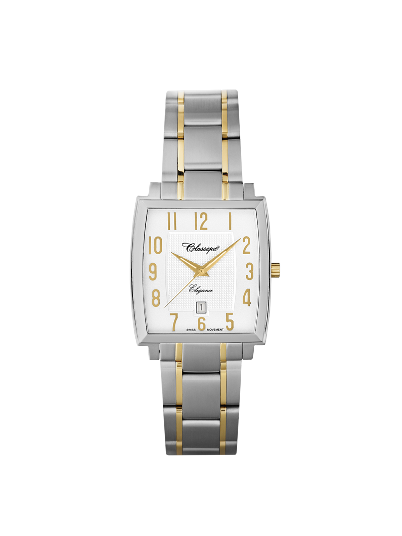 Case Two Tone Gold Plated Stainless Steel Dial White Dial Champagne Arabic Bracelet