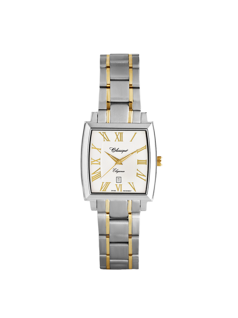 Case Two Tone Gold Plated Stainless Steel Dial White Dial Champagne Roman Bracelet