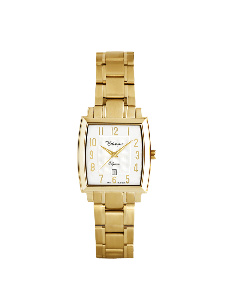 Case Gold Plated Stainless Steel Dial White Dial Champagne Arabic Bracelet