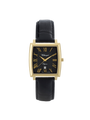 Case Gold Plated Stainless Steel Dial Black Dial Champagne Roman Leather Black