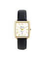 Case Gold Plated Stainless Steel Dial White Dial Champagne Roman Leather Black