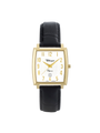 Case Gold Plated Stainless Steel Dial White Dial Champagne Arabic Leather Black