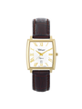 Case Gold Plated Stainless Steel Dial White Dial Champagne Roman Leather Brown