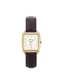 Case Gold Plated Stainless Steel Dial White Dial Champagne Arabic Leather Brown