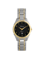 Case Two Tone Gold Plated Stainless Steel Dial Black Dial Champagne Arabic Bracelet