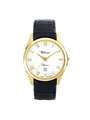 Case Gold Plated Stainless Steel Dial White Dial Champagne Roman Leather Black