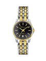 Case Two Tone Gold Plated Stainless Steel Dial Black Dial Baton Bracelet